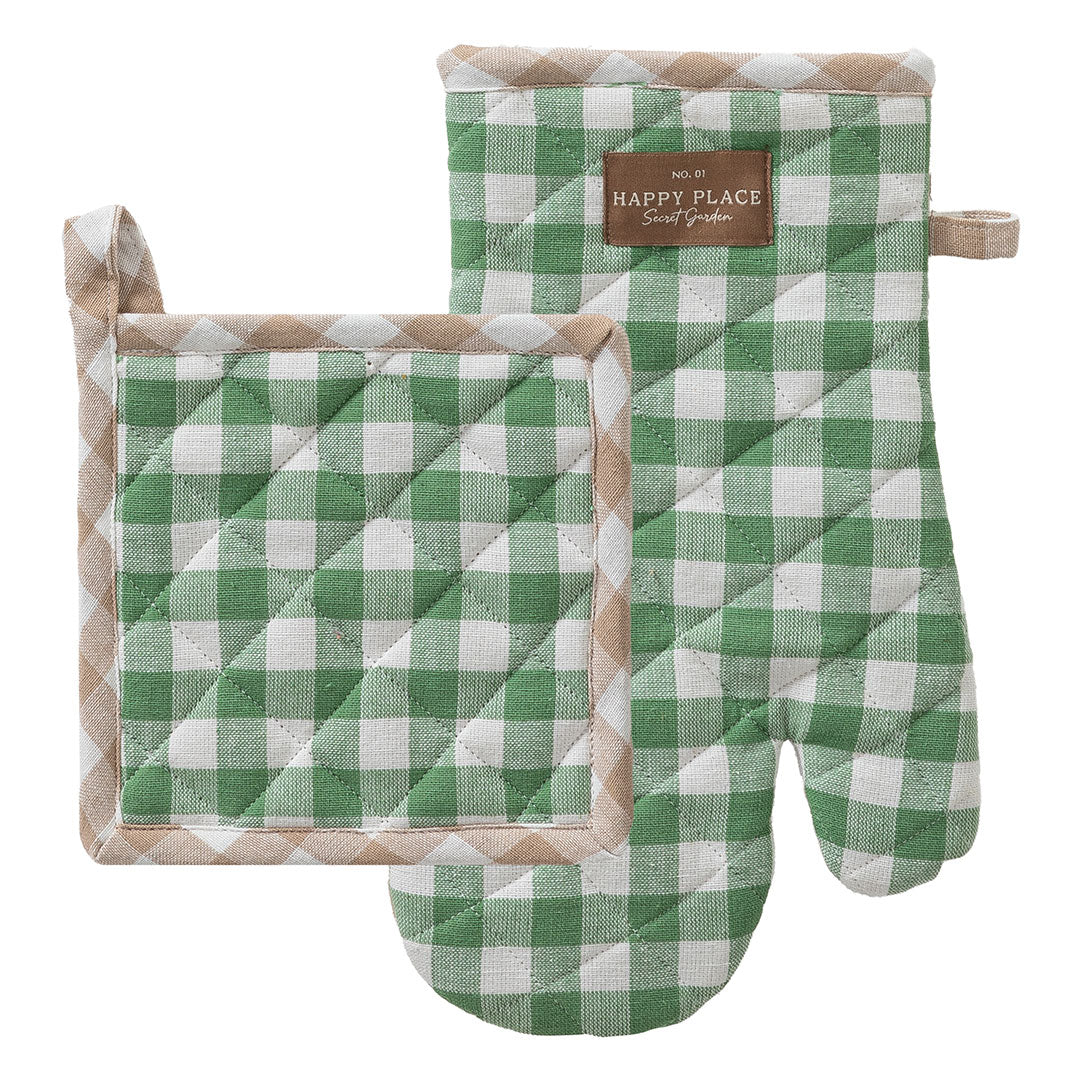 Set Guantone + Presina Secret Garden Standard Vichy Green