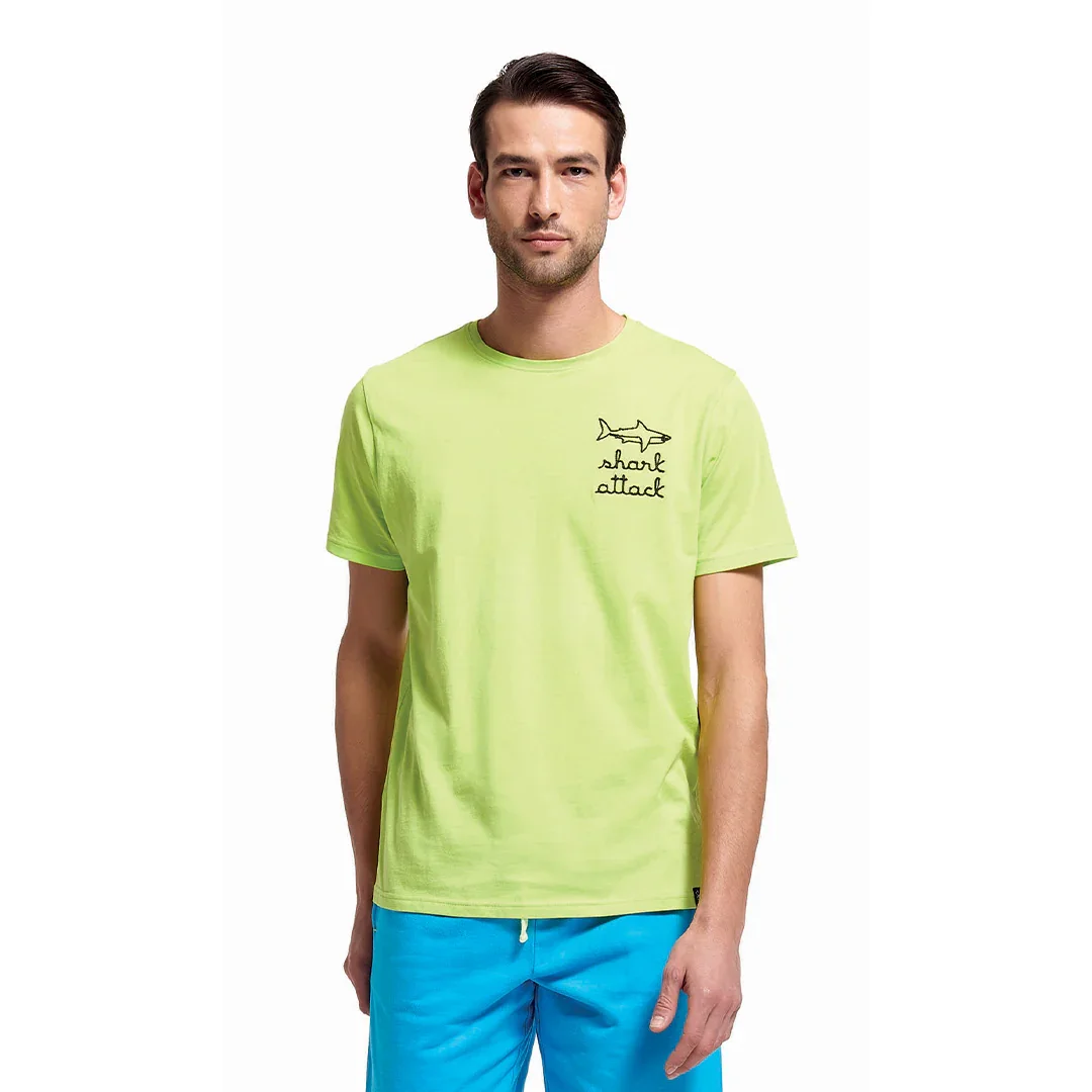 T Shirt da Uomo Shark Attack Elwin Lime
