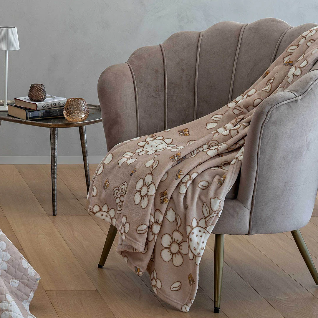 THUN® Plaid con Stampa 120x160 - Fantasia Exclusive Collection Beige - Image 3