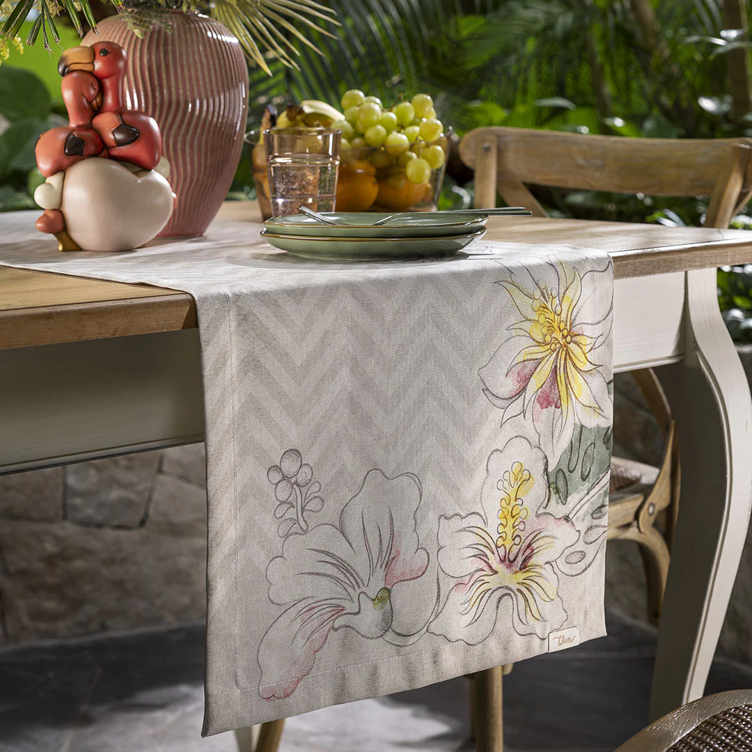 THUN® Runner Mare Antimacchia Estate 45x150 cm Tropical Multicolor