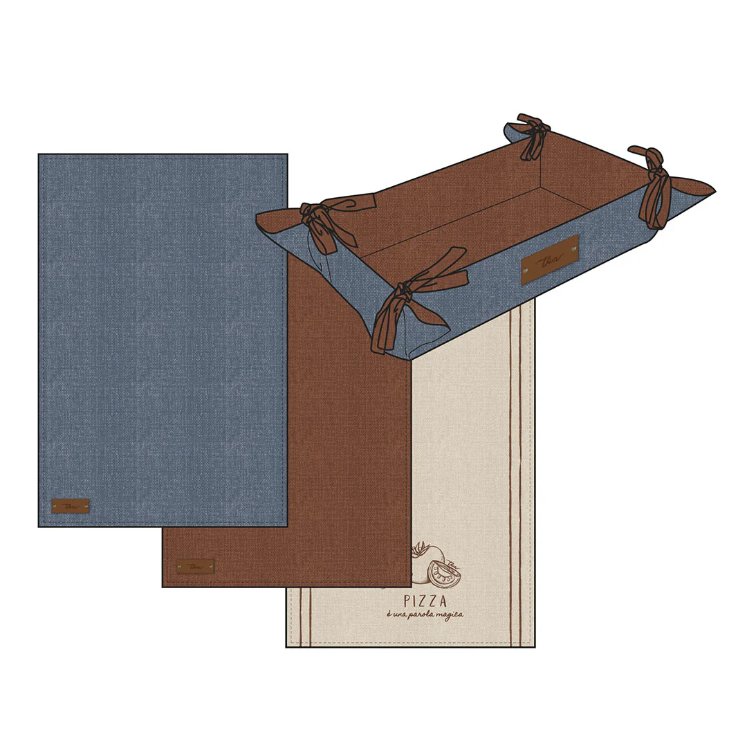 THUN® Set 3 Canovacci + Cesto Pizza Standard Pizza Blue Denim - Image 2