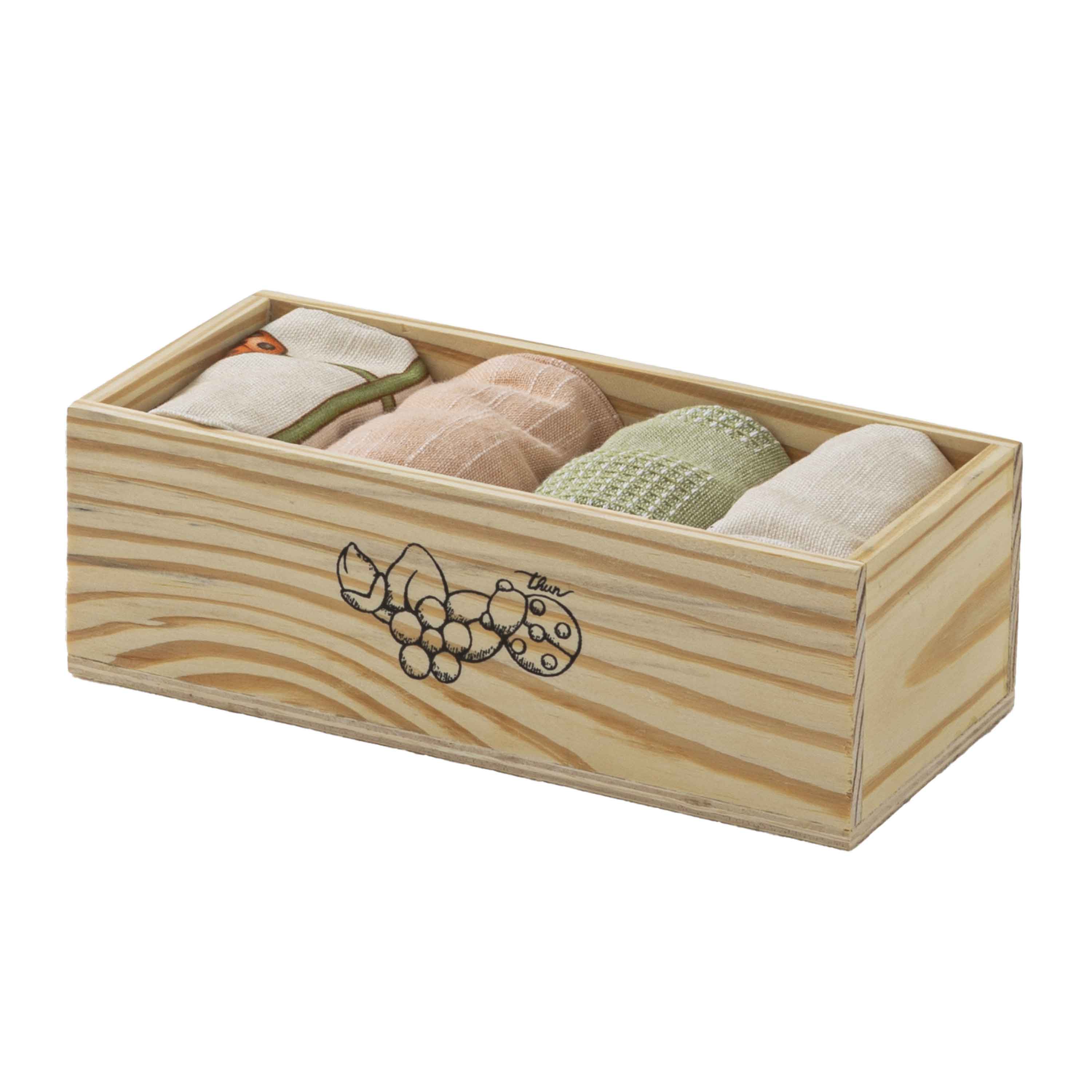 THUN® Set 4 Asciugamani Strofinacci Cucina in Scatola Standard Country Bloom Beige