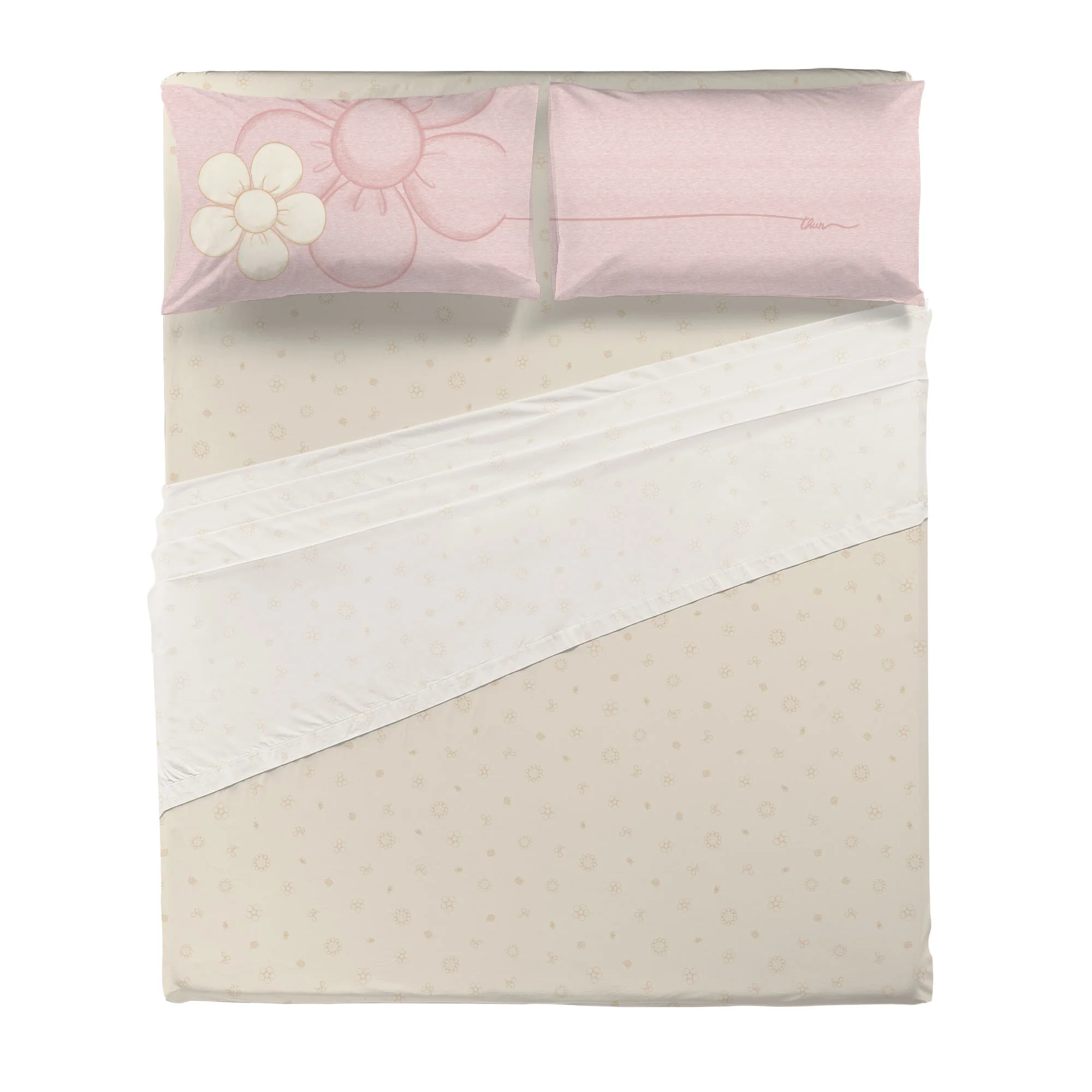 THUN® Completo Letto Matrimoniale in Cotone Iconic Elegance Daisy Pink - Image 3