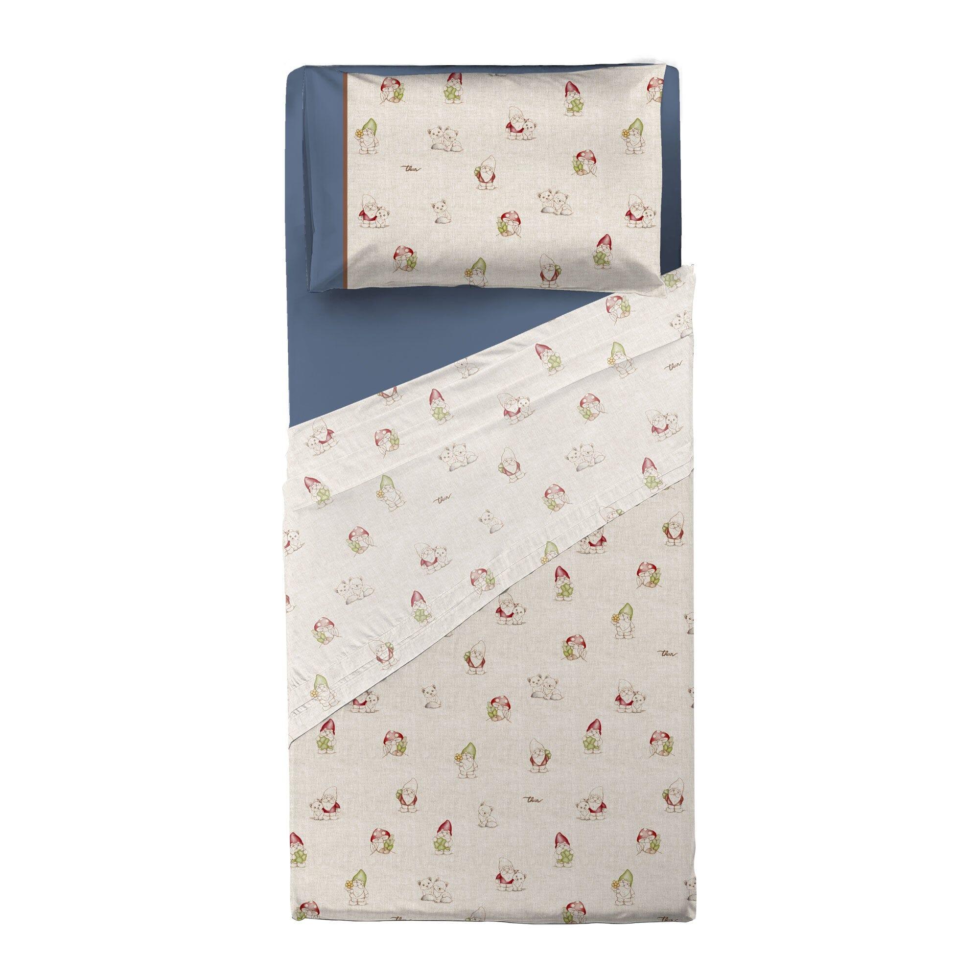 THUN® Completo Letto Singolo con Stampa Digitale - Fantasia Inverno Incantato Gnomes Blue - Image 2
