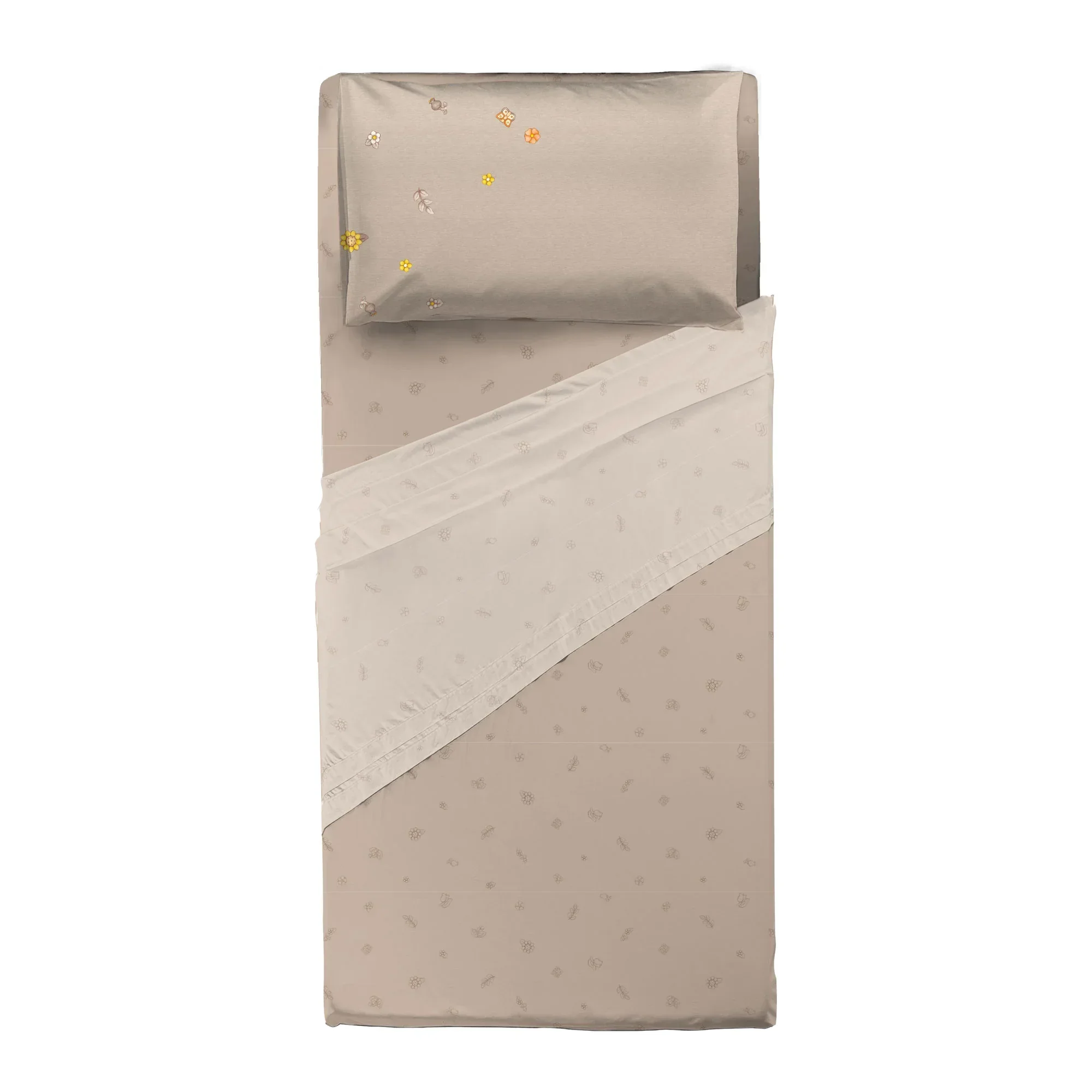 THUN® Completo Letto Singolo in Cotone Country Flowers Beige - Image 2
