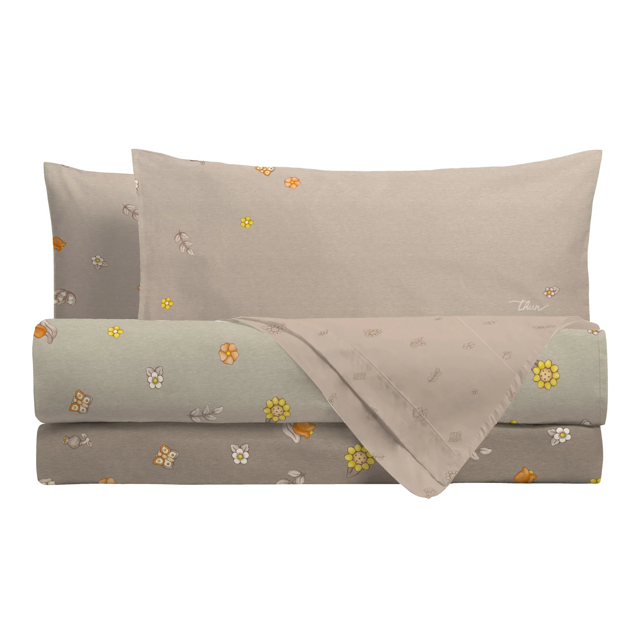 THUN® Parure Copripiumino Singolo Country Flowers Beige - Image 2