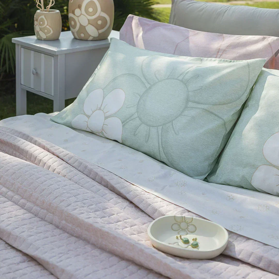 THUN® Completo Letto Singolo in Cotone Iconic Elegance Daisy Green - Image 4