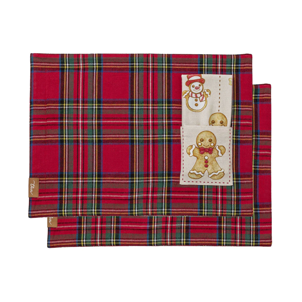 THUN® Set 2 Pezzi Tovaglia + Tovagliolo Thunland Gingerbread Red
