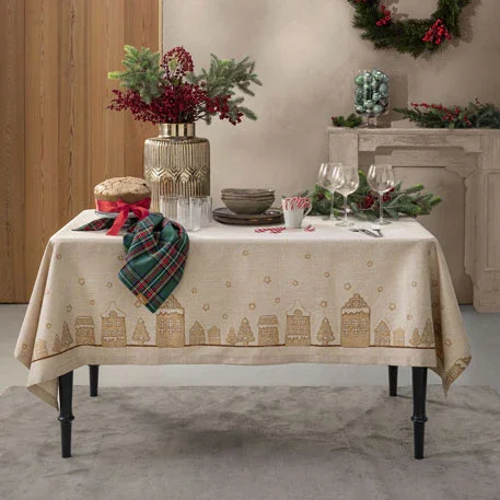 THUN® Tovaglia Antimacchia 150x260 cm Thunland Gingerbreadhouse Beige - Image 2