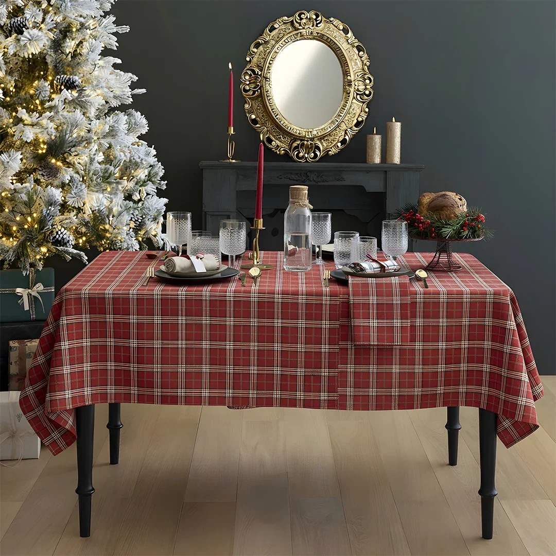 Tovaglia Tinta in Filo 140x180 cm Dolomites Dream Tartan Red - Image 2