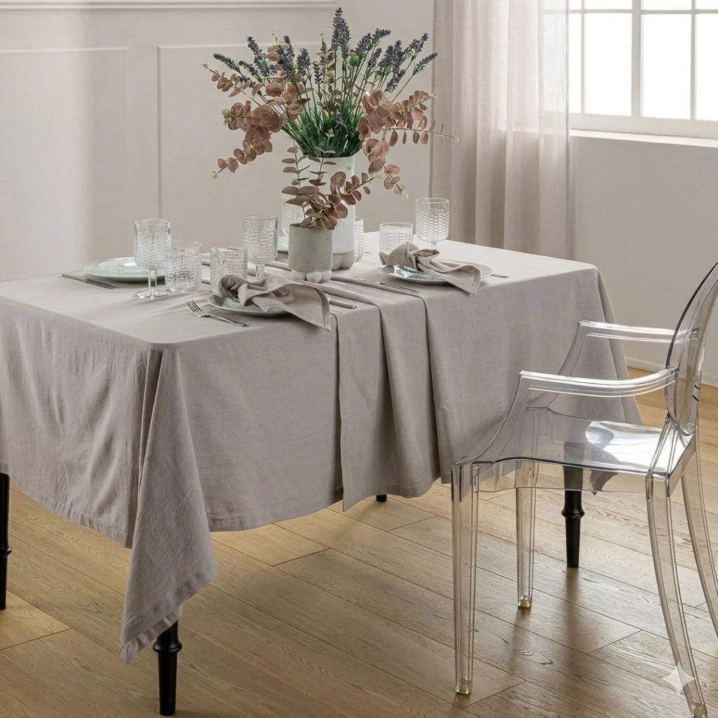 Tovaglia Tinta in Filo Atelier Fragrance 140x180 cm Tinta Unita Ash Grey - Image 2