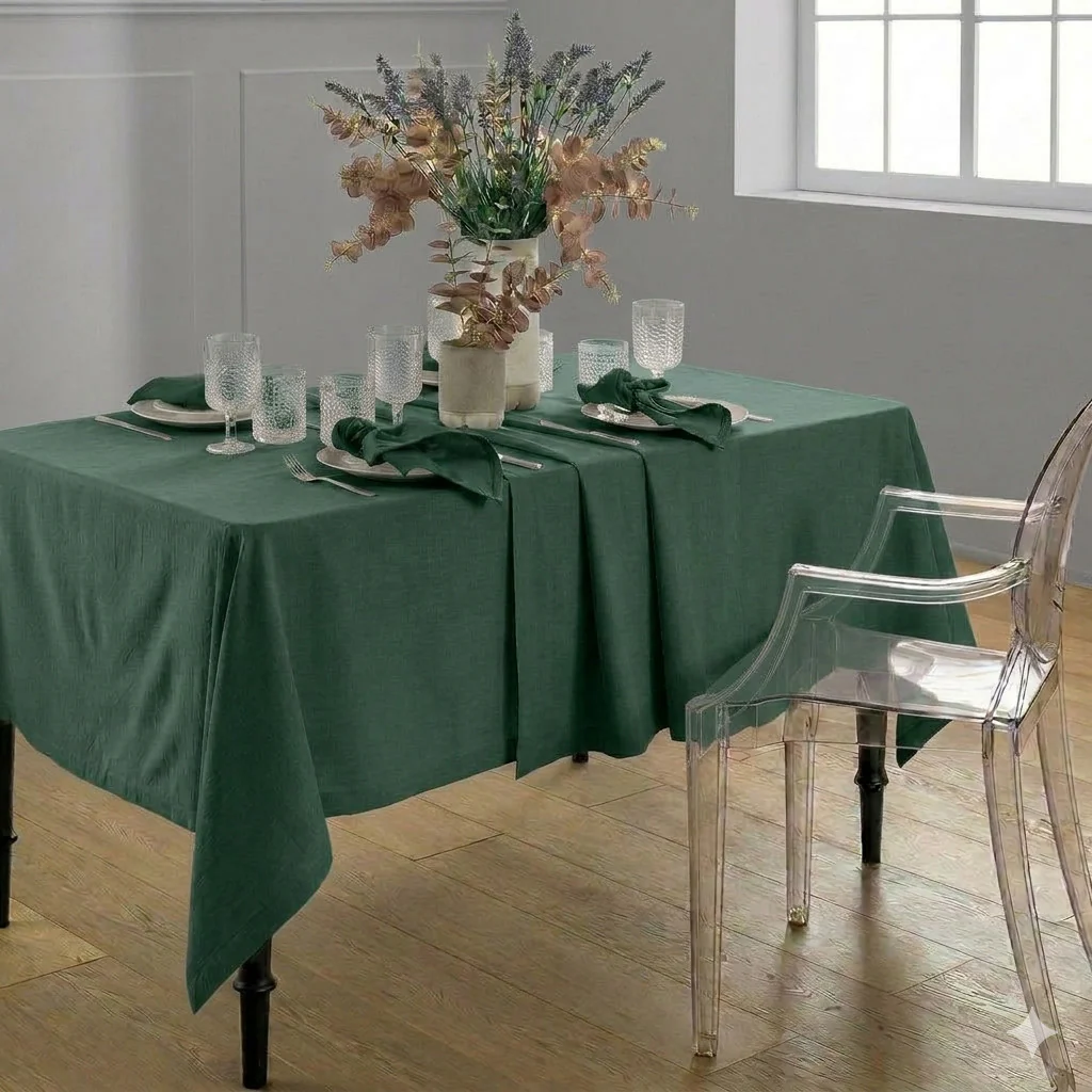 Tovaglia Tinta in Filo Atelier Fragrance 140x180 cm Tinta Unita Dark Green - Image 2