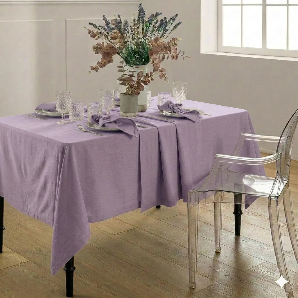 Tovaglia Tinta in Filo Atelier Fragrance 140x180 cm Tinta Unita Lilac - Image 2