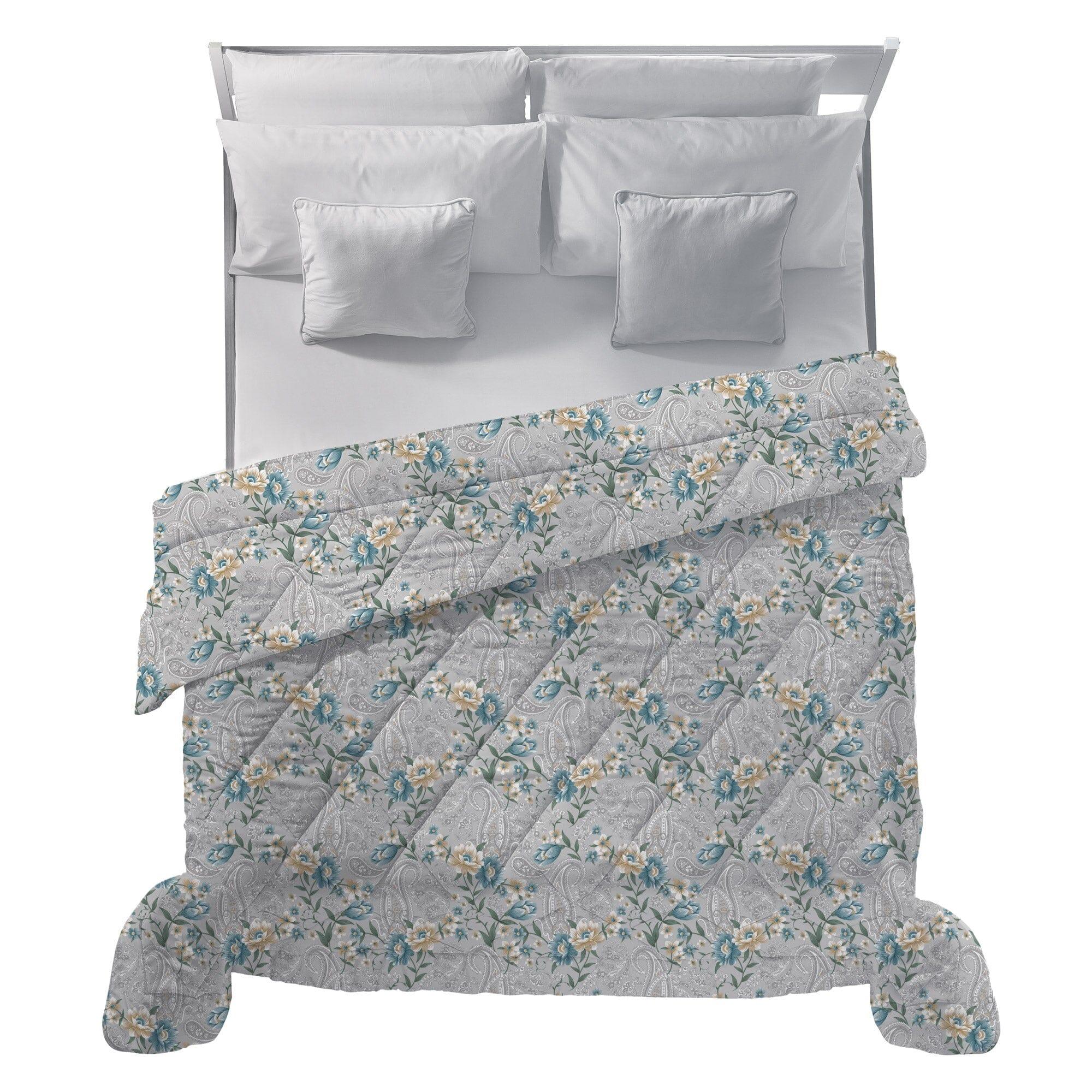 Trapunta Matrimoniale 245x250 cm Deco con Stampa Sira Teal - Image 2