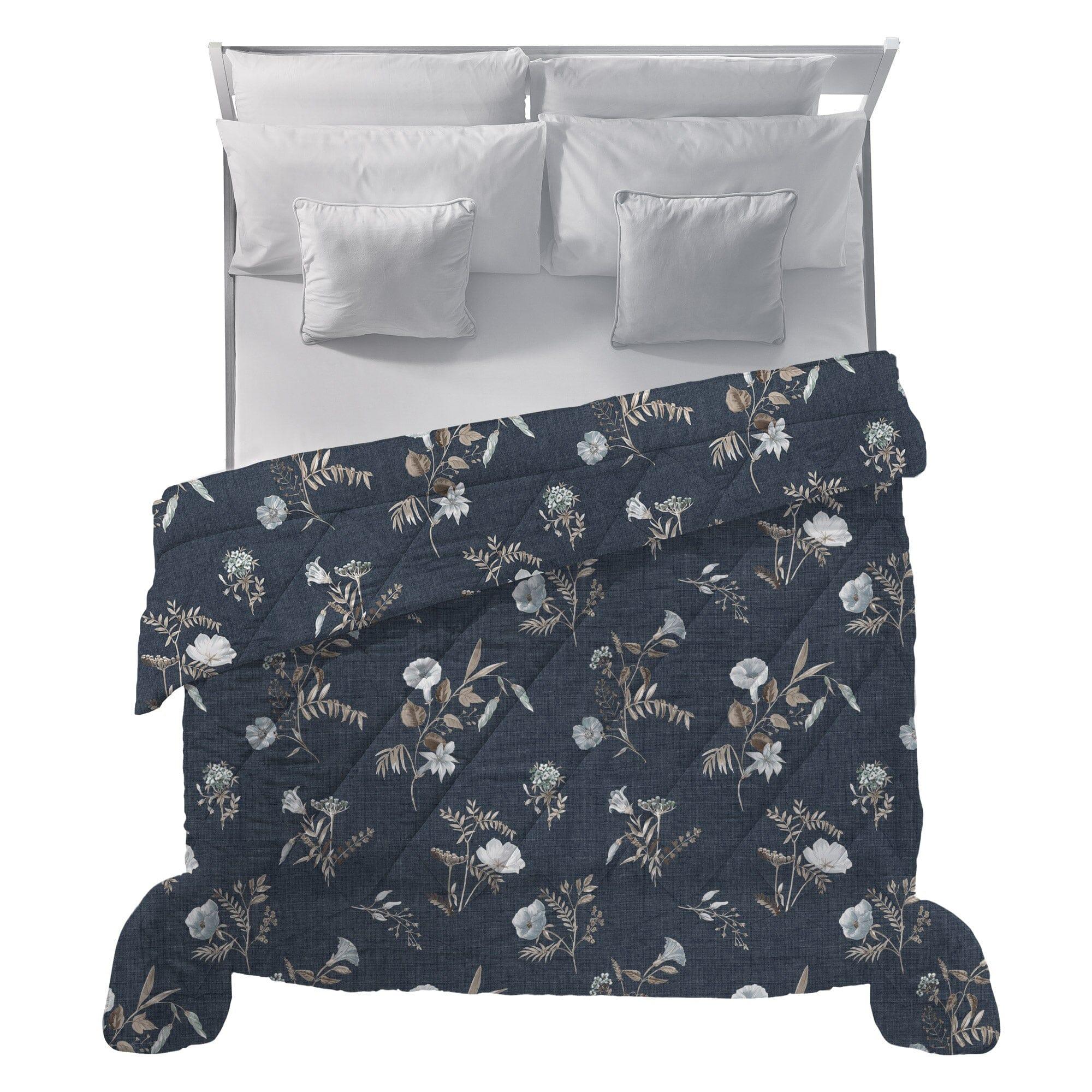 Trapunta Matrimoniale 250x250 cm con Stampa Acqua Meredith Dark Blue - Image 2