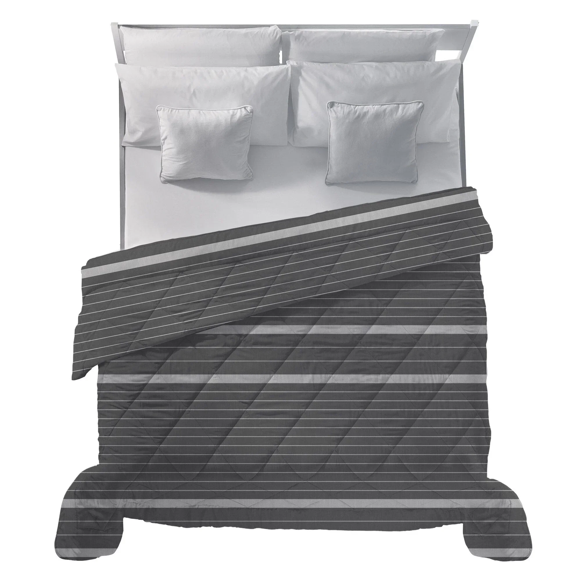 Trapunta Matrimoniale 250x250 cm con Stampa Aria Keyne Dark Grey - Image 2