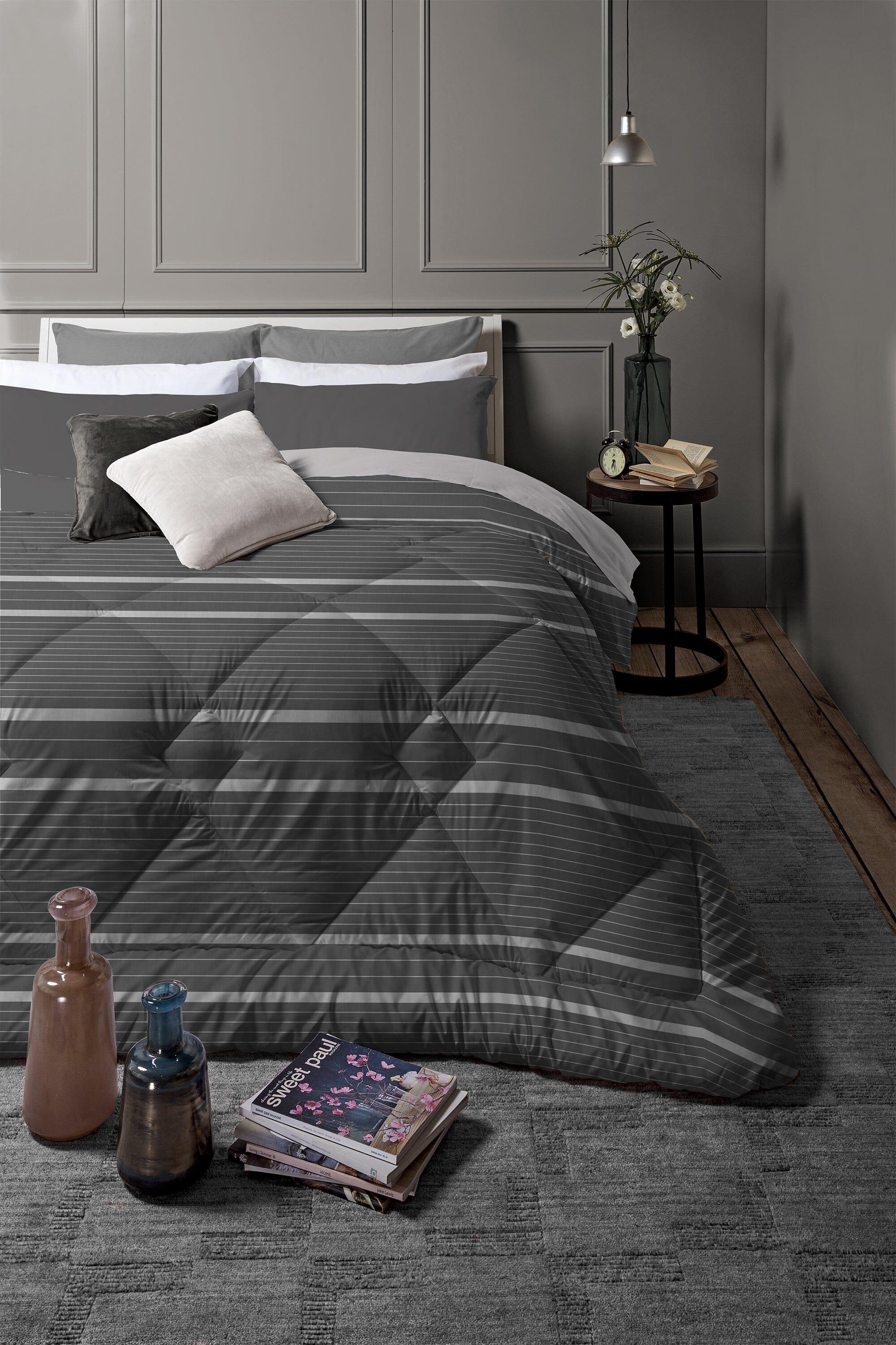 Trapunta Matrimoniale 250x250 cm con Stampa Aria Keyne Dark Grey - Image 3