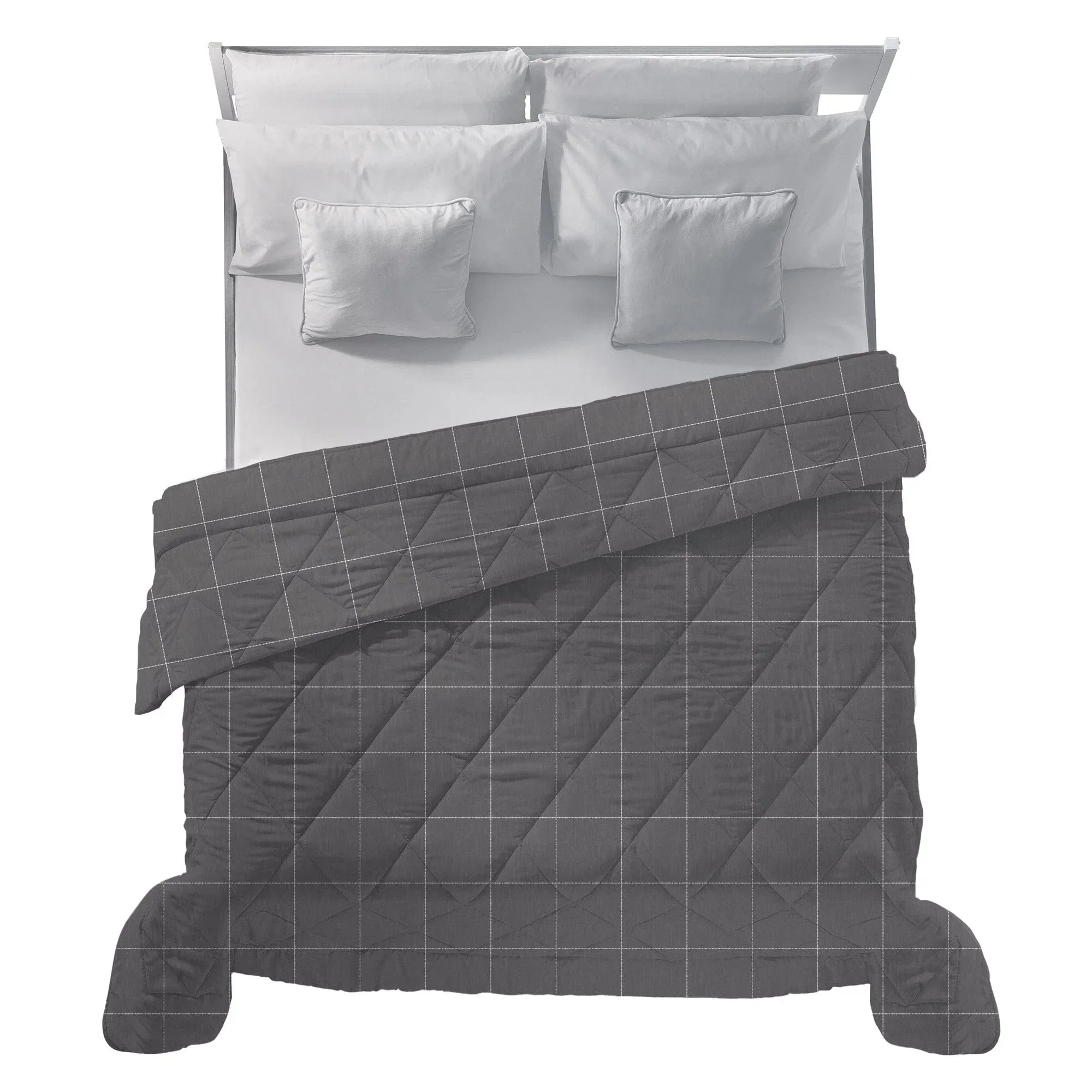 Trapunta Matrimoniale 250x250 cm con Stampa Aria Mistral Dark Grey - Image 2
