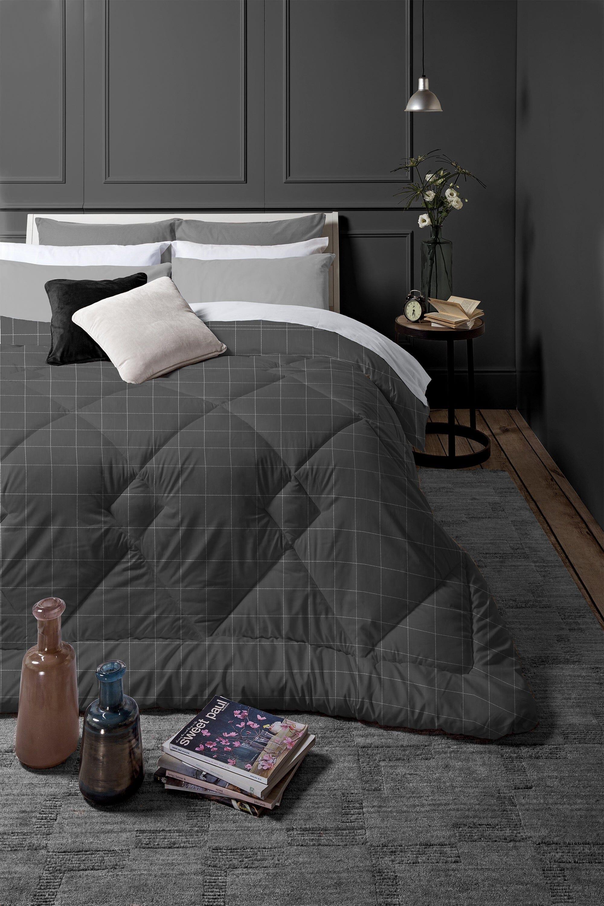 Trapunta Matrimoniale 250x250 cm con Stampa Aria Mistral Dark Grey - Image 3