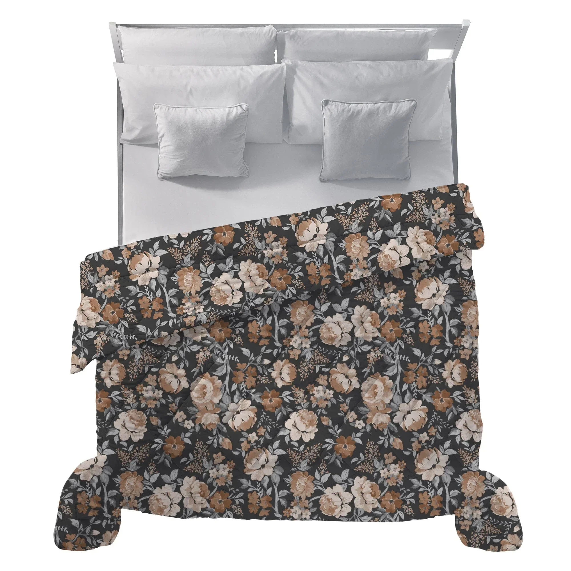 Trapunta Matrimoniale 250x250 cm con Stampa - Fantasia Fuoco Blaise Caramel - Image 2