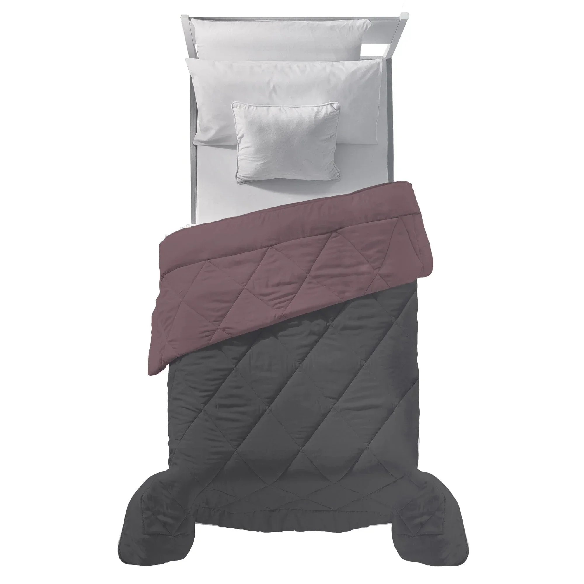 Trapunta Piazza e Mezza 210x250 cm Bicolore Fuoco Dark Grey/Burgundy - Image 2