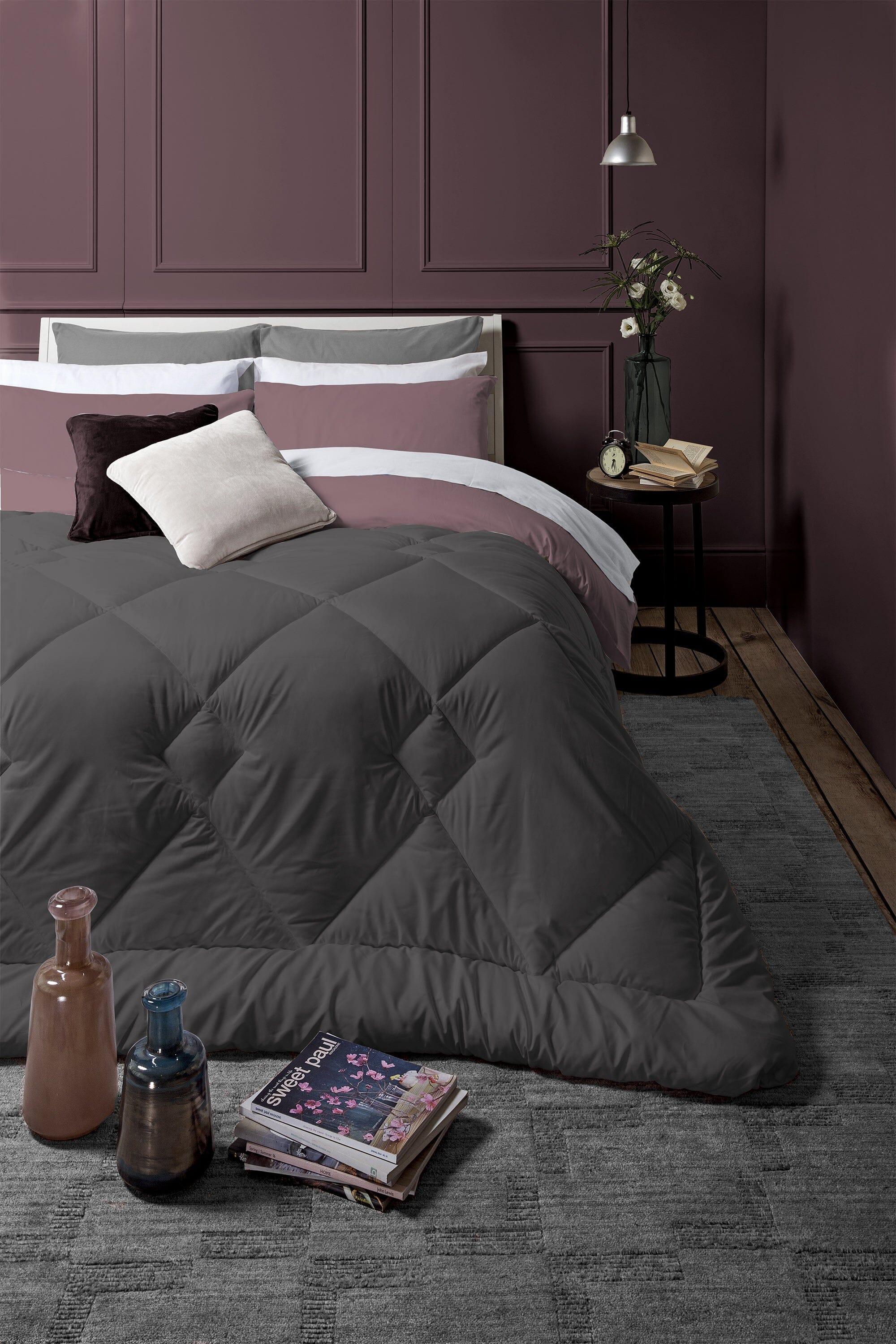 Trapunta Singola 170x250 cm Bicolore Fuoco Dark Grey/Burgundy - Image 3