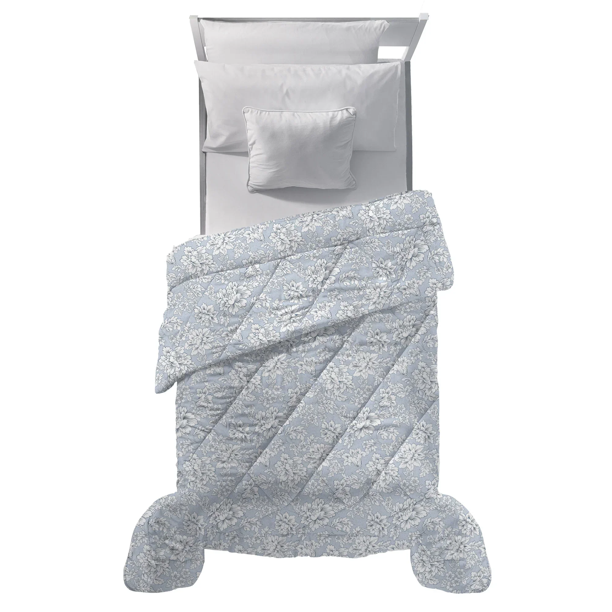 Trapunta Singola Deco con Stampa - Fantasia Costanza Azzurro - Image 2