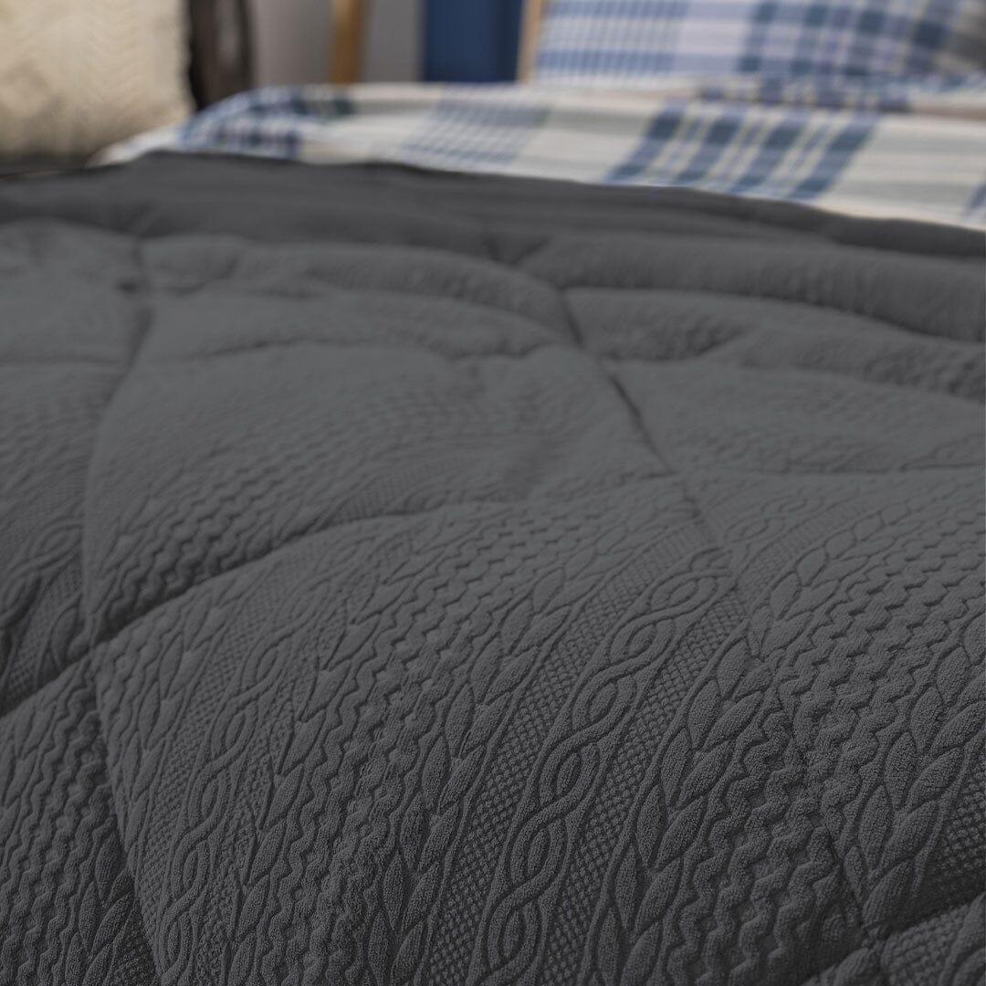 Trapunta Singola Doubleface Treccia Acqua Dark Grey - Image 2